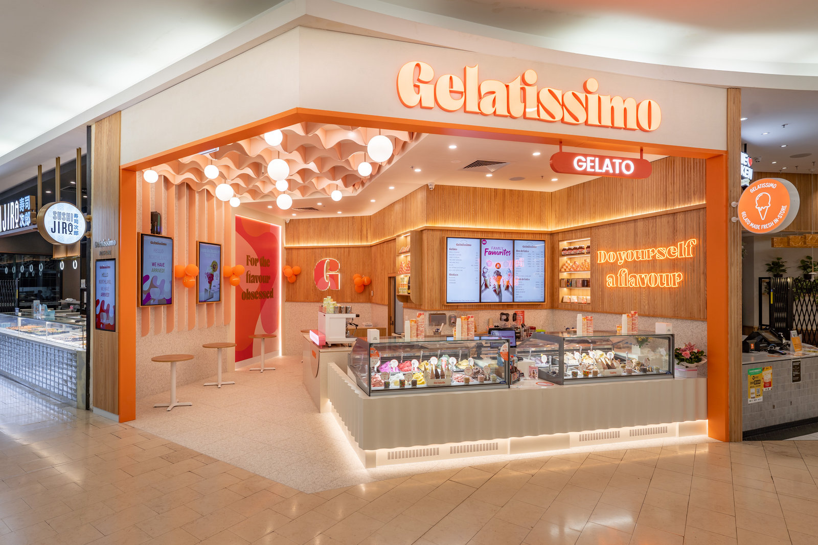 Gelato flagship store fit-out in a shopping centre